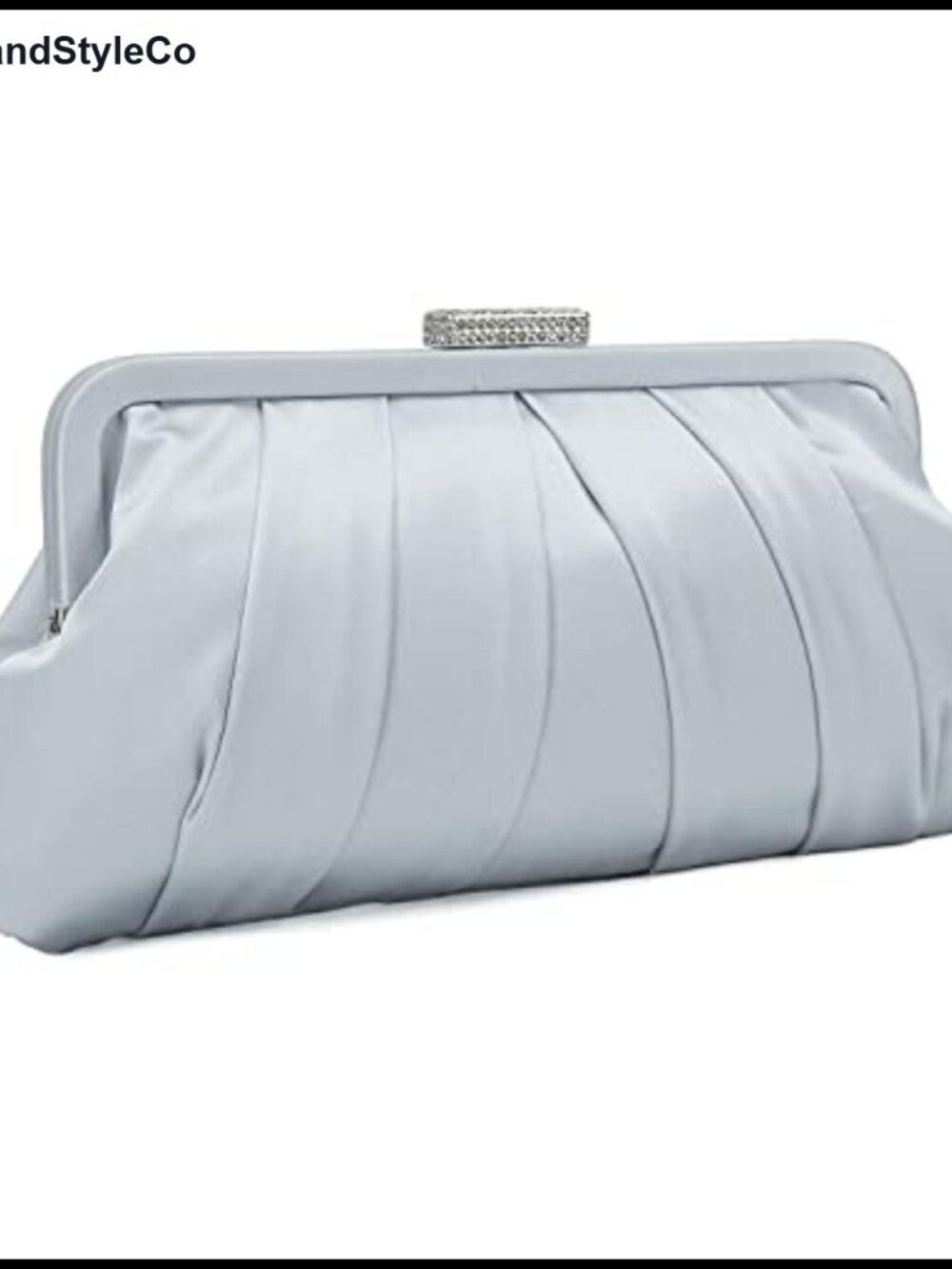 Pleated Satin Clutch Bag Diamante Embellished Formal Evening Handbag
